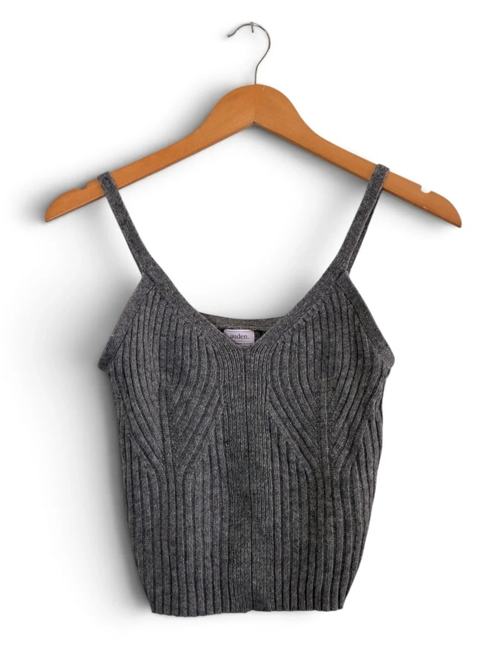 Auden | Like new gray rib knit v-neck crop tank top sleepwear pajamas size med